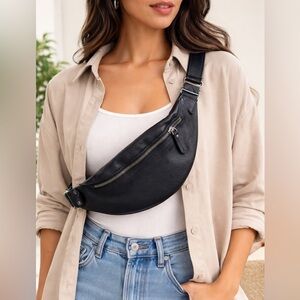 Black Leather Crossbody Bag